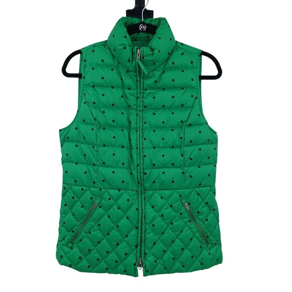 Talbots Green Polka Dot Down Quilted Puffer Vest Womens Small - Picture 1 of 13